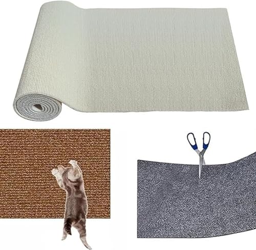 Katzenkratzmatte, selbstklebend, schneidbarer Sofaschutz, DIY-Teppichunterlage, langlebig, reißfest, verschleißfest (Color : White, Size : S) von Shamdrea