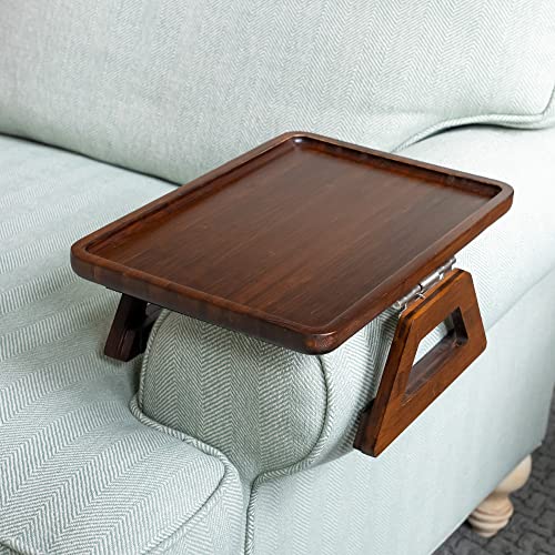 Shamrock Home Sofa Armlehne Beistelltisch aus Bambus Holz Tisch für Couch Armlehne, Clip-On Tablett Sofatisch faltbar I Sofa-Armtablett von Shamrock Home