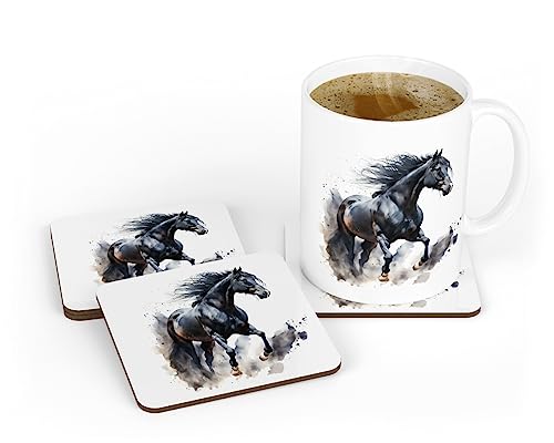Pferderennen Jockey Neuheit Keramik Kaffee Tee Tasse und Untersetzer Geschenkset von Shamsco