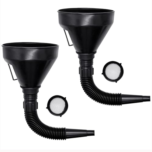Einfülltrichter,2 PCS Plastik Öltrichter Trichter mit Schlauch und Sieb Kraftstofftrichter mit Abnehmbarem für Autos und Motorräder Motoröl Flüssigkeiten Diesel Kerosin Benzin Car Funnel von ShanBye