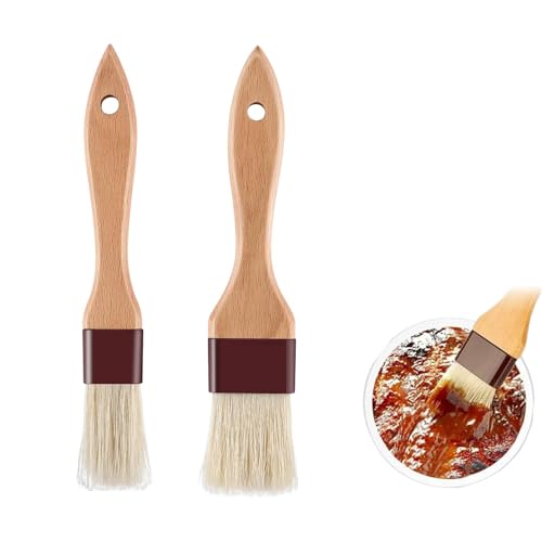 Küchenpinsel,2 PCS Ölpinsel zum Kochen Backenpinsel Lebensmittel Pinsel Hitzebeständig Grillpinsel Kuchenpinsel Backpinsel Holz Gebäckpinsel Küche für Grill Fleisch Gebäck Backen Kochen von ShanBye