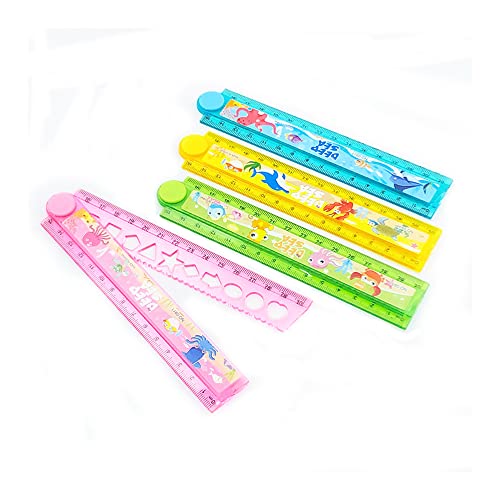 Kunststoff Klapplineal,4 PCS 30cm Geometrisches Transparentes Lineal Einstellbares Geometrie Messlineal Bruchsicheres Kunststoff Lineal für Zeichnung und Mess Werkzeuge von ShanBye