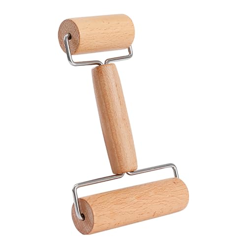 Nudelholz Holz,Teigroller Nudelholz mit Zwei Rollen Teigroller Rollstab Doppelkopf Pizzarolle Holzgebäck für Bäcker Fondant Kuchen Pie Pizza Cookie Rolling Pin von ShanBye