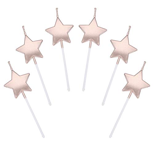 Sternform Geburtstagskerzen,6 PCS Cake Topper Dekorationen Geburtstagskerzen Metallisch Kuchen Kerzen für Kinder Geburtstag Hochzeit Party Champagner von ShanBye