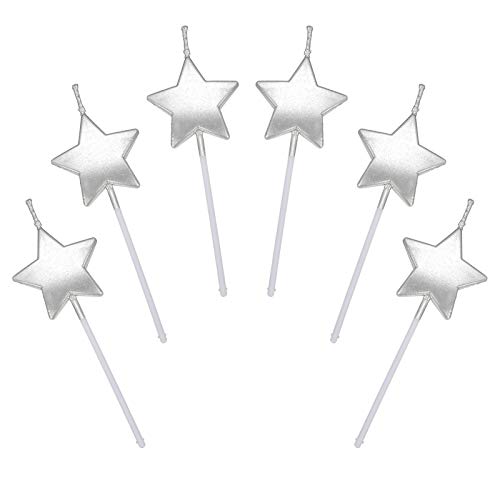 Sternform Geburtstagskerzen,6 Pcs Cake Topper Dekorationen Geburtstagskerzen Metallisch Kuchen Kerzen für Kinder Geburtstag Hochzeit Party Silber von ShanBye