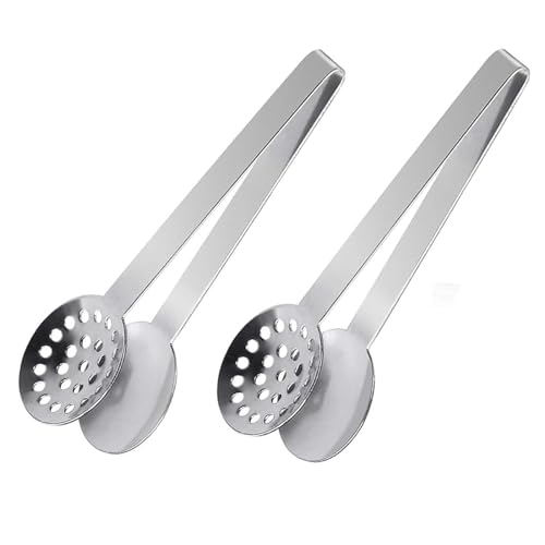 Teebeutelzange aus Edelstahl,2 PCS Teebeutel Squeezer Langer Griff Teebeutel Greifer Teezange Sieb Halter Grip Metall Löffel für Teebeutel Eiswürfel und Zuckerwürfel, CBJ002SB von ShanBye