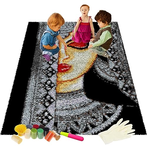 ShangGan 90×120cm Knüpfteppich Zum Selber knüpfen, knüpfset Teppich Tapisserie Set, Knüpfsets Latch Hook Kit Selbst Knüpfen Set für Kinder und Erwachsene, Teppich knüpfen Set Erwachsene von ShangGan