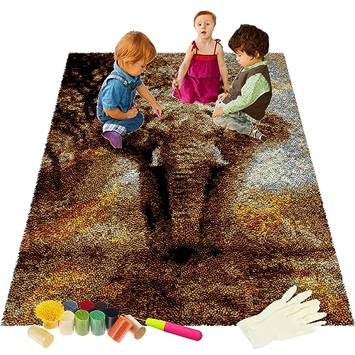 ShangGan Knüpfteppich zum Selber Knüpfen Teppich Knüpfteppich Formteppich Rasthaken Kits DIY Werkzeuge für Kinder Erwachsene Zum Selber Knüpfen Teppich Rasthaken Teppich Set 27"×40"/75×110cm von ShangGan