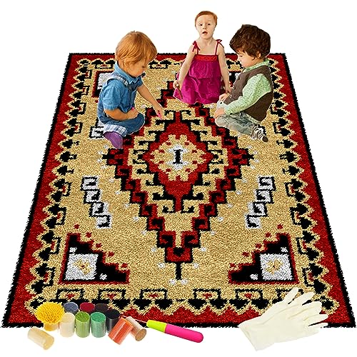 ShangGan Teppich Knüpfen Set Knüpfteppich zum Selber Knüpfen mit Haken DIY Teppich selbst Machen zu Hause Büro vor Tür 51.2"×59"/130×150cm von ShangGan