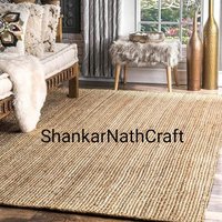 Natürlicher Jute Teppich Handgewebt Wohnzimmer Dekorativer Geflochten Boho Hanf Flurmatte von ShankarNathCraft