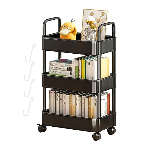 Rollender Bücherwagen -3/4 Ebenen Küchenrollwagen, Rollwagen Küchenwagen Mit Rollen Küchenregal, Beweglicher Snackwagen Badregal, Platzsparend Für Küche, Flur, Bad, Balkon von Shannan