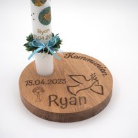 Kommunionskerze Ständer Aus Massiver Eiche 20cm Durchmesser/Kommunion Erstkommunion von ShannonCreativeArt