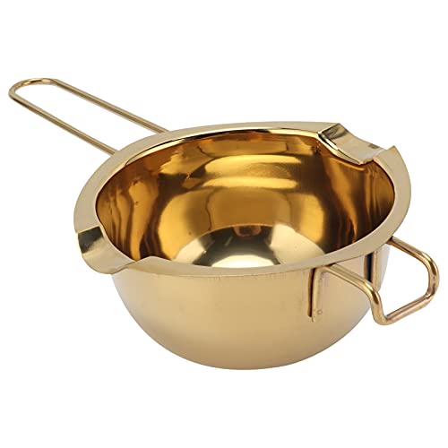 Wasserbad Schmelztopf, 400ml Buttertopf Schmelzschale Wasserbadtopf Schokoladen Butterpfännchen für Küchentöpfe (Gold) von Shanrya