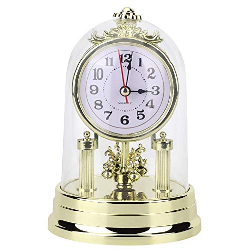 Famus Europäischen Retro-Stil Wohnzimmer Uhr Antike Stille Wohnzimmer Tischuhr Digitaler Wecker Home Decor Für Wohnzimmer Schlafzimmer Büro Wohnkultur(Gold) von Shanrya