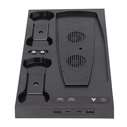Ladestation für Lüfter, LED-Anzeige Geräuscharmer Lüftersockel 2 High-Speed-Lüfter mit 2 USB 2 USB C für PS5-Spielekonsole von Shanrya