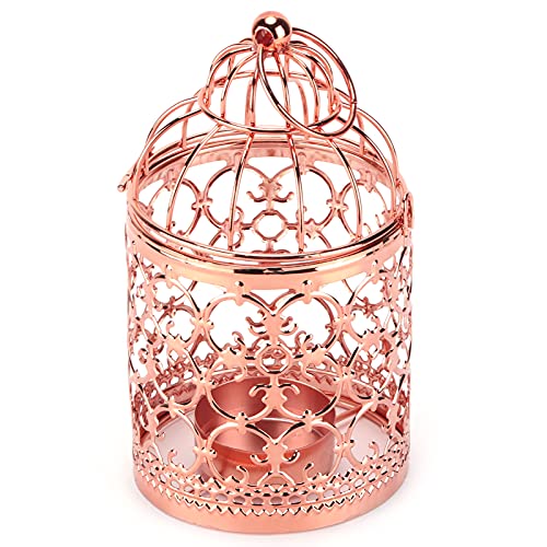 Shanrya Laterne Kerzenhalter, Eisen Vogelkäfig Kerzenständer Eleganter Vintage Kerzenhalter für Hochzeit für Zuhause(EIN Roségold) von Shanrya