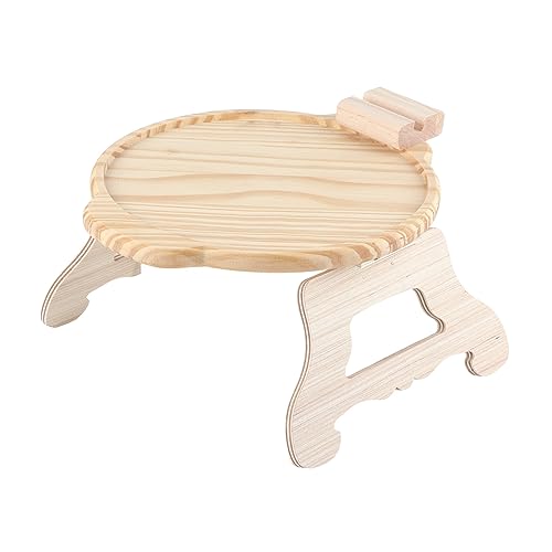 Lehn-Armlehnen-Organizer-Tablett, Faltbarer Stabiler Sofa-Arm-Clip-Tisch aus Holz für den Haushalt für Getränke (Runden) von Shanrya