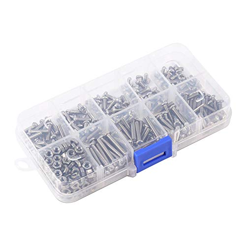 Nitrip 340pcs M3 Edelstahl Schrauben und Muttern Sortiment Kit Set Pan Head von Shanrya