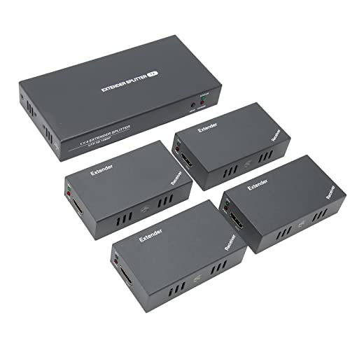 Shanrya HD Multimedia Extender, 100-240 V -Funktion Eisen ABS HD Multimedia Interface Extender Splitter Unterstützung 1080P 60Hz 1x4 für Computer (EU-Stecker) von Shanrya
