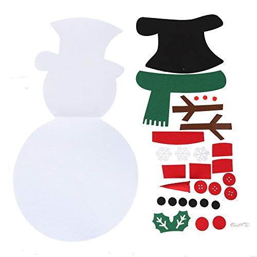 Taidda- 39,4x19,7 Zoll abnehmbare Filz Schneemann Dekorationen, Weihnachten DIY Filz Schneemann, Haushalt dekorativ für Weihnachtsdekorationen Snowman with red and Green Scarf von Shanrya