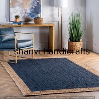 Handgeflochten Boho Beige Und Blau Farbe Reine Jute Bereich Teppich Home Decor Teppiche Schöne Boden Dekor von ShanviHandicrafts