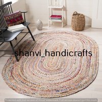 Teppich Oval Baumwolle Chindi Jute Hand Geflochtener Bereich Für Esszimmer, Küche, Wohnzimmer von ShanviHandicrafts
