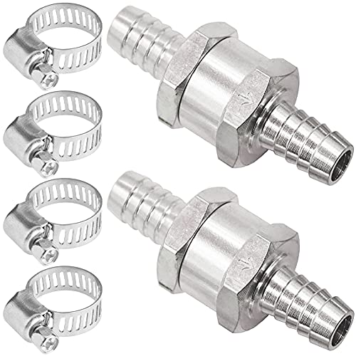 2 Stück 8mm Kraftstoff Rückschlagventil, Aluminium Rückschlagventil, Kraftstoff Rückschlagventil Benzin, 4 st Edelstahl Schhlauchklemmen, für Waschmaschine, Ablaufschlauch, Geschirrspüler von Shao hua