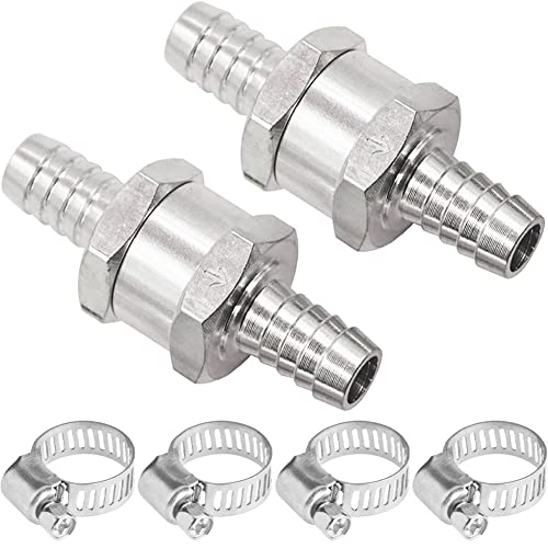 2 Stück 10mm Kraftstoff Rückschlagventil, Aluminium Rückschlagventil, Kraftstoff Rückschlagventil Benzin, 4 st Edelstahl Schhlauchklemmen, für Waschmaschine, Ablaufschlauch, Geschirrspüler von Shao hua