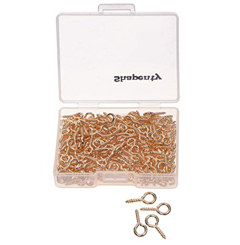 Shapenty 300 Stück Mini-Metall-Kreolen-Schraubhaken für Kunst- und Bastelprojekte, Kork-Flaschen, DIY-Schmuckherstellung, Charm-Perlen, 10 x 4,5 mm (Roségold) von Shapenty