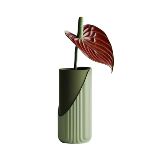 Deko Vase Encastra Zwei-Schalen Design | Shapes - Decorations | Made in Germany | Moderne Wohnzimmer Dekoration | Blumenvase Designer Vase (Außen: Mint/Innen: Oliv, Klein (17,3cm)) von Shapes - Decorations