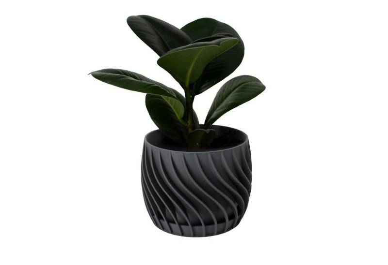 Shapes - Decorations Blumentopf The Plant Pot - Blumentopf mit integriertem Unterteller, 100% 3D-Druck (Einzelmodell, 1 x Blumentopf mit integriertem Untersetzer), Spiraloptik von Shapes - Decorations