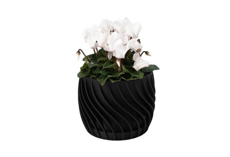 Shapes - Decorations Blumentopf The Plant Pot - Blumentopf mit integriertem Unterteller, 100% 3D-Druck (Einzelmodell, 1 x Blumentopf mit integriertem Untersetzer), Spiraloptik von Shapes - Decorations