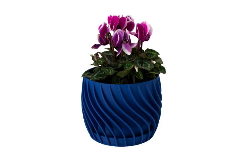 Shapes - Decorations Blumentopf The Plant Pot - Blumentopf mit integriertem Unterteller, 100% 3D-Druck (Einzelmodell, 1 x Blumentopf mit integriertem Untersetzer), Spiraloptik von Shapes - Decorations