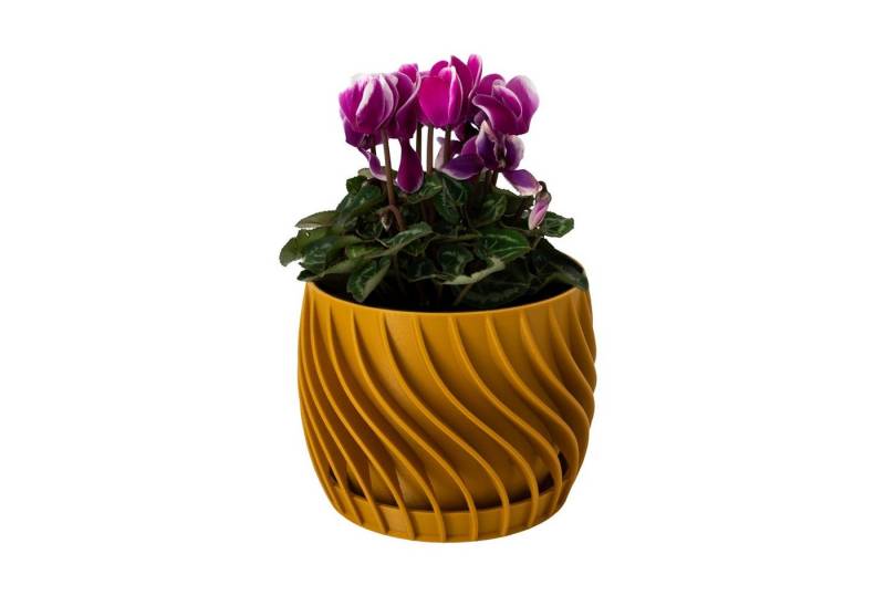 Shapes - Decorations Blumentopf The Plant Pot - Blumentopf mit integriertem Unterteller, 100% 3D-Druck (Einzelmodell, 1 x Blumentopf mit integriertem Untersetzer), Spiraloptik von Shapes - Decorations