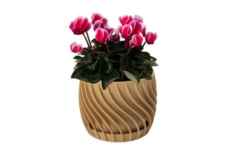 Shapes - Decorations Blumentopf The Plant Pot - Blumentopf mit integriertem Unterteller, 100% 3D-Druck (Einzelmodell, 1 x Blumentopf mit integriertem Untersetzer), Spiraloptik von Shapes - Decorations