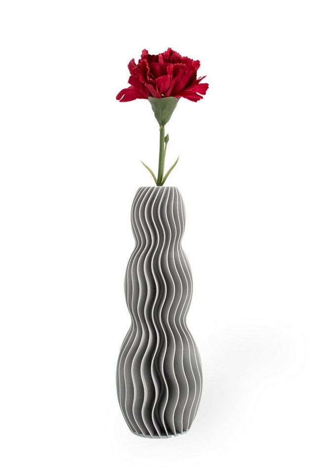 Shapes - Decorations Dekovase Wave Three - Exclusive by Martin Žampach, Vase, 10 Farben, 3D-Druck (Einzelmodell, Vase mit Borosilikatglas zur Nutzung mit Wasser), Wasserdicht, Leichte Struktur innerhalb des Materials (Rillung) von Shapes - Decorations