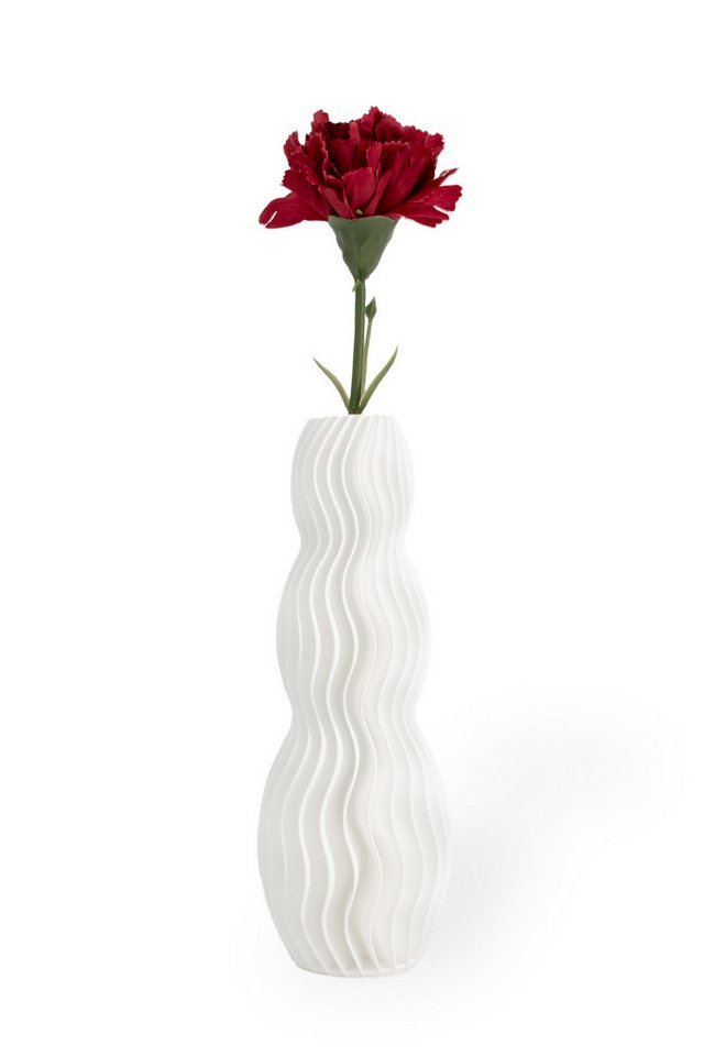 Shapes - Decorations Dekovase Wave Three - Exclusive by Martin Žampach, Vase, 10 Farben, 3D-Druck (Einzelmodell, Vase mit Borosilikatglas zur Nutzung mit Wasser), Wasserdicht, Leichte Struktur innerhalb des Materials (Rillung) von Shapes - Decorations