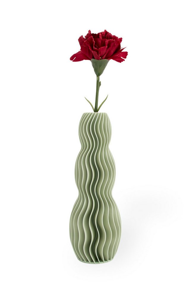 Shapes - Decorations Dekovase Wave Three - Exclusive by Martin Žampach, Vase, 10 Farben, 3D-Druck (Einzelmodell, Vase mit Borosilikatglas zur Nutzung mit Wasser), Wasserdicht, Leichte Struktur innerhalb des Materials (Rillung) von Shapes - Decorations