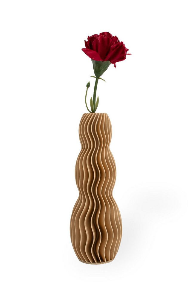 Shapes - Decorations Dekovase Wave Three - Exclusive by Martin Žampach, Vase, 10 Farben, 3D-Druck (Einzelmodell, Vase mit Borosilikatglas zur Nutzung mit Wasser), Wasserdicht, Leichte Struktur innerhalb des Materials (Rillung) von Shapes - Decorations
