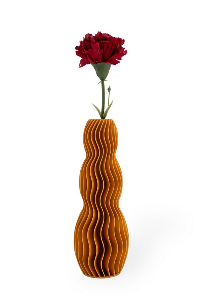 Shapes - Decorations Dekovase Wave Three - Exclusive by Martin Žampach, Vase, 10 Farben, 3D-Druck (Einzelmodell, Vase mit Borosilikatglas zur Nutzung mit Wasser), Wasserdicht, Leichte Struktur innerhalb des Materials (Rillung) von Shapes - Decorations