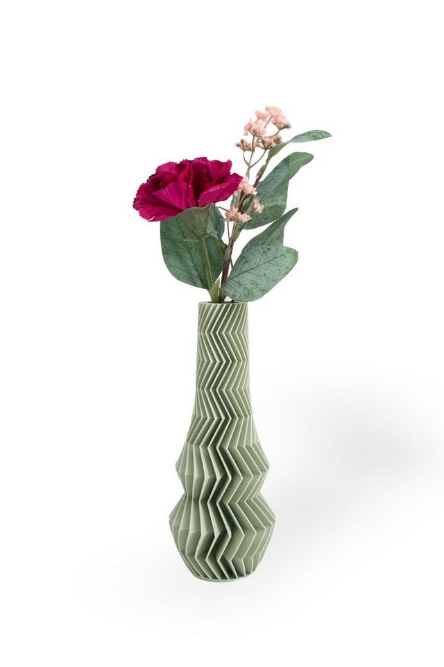 Shapes - Decorations Dekovase Zigzag One - Exclusive by Martin Žampach, Vase, 10 Farben, 3D-Druck (Einzelmodell, Vase mit Borosilikatglas zur Nutzung mit Wasser), Wasserdicht, Leichte Struktur innerhalb des Materials (Rillung) von Shapes - Decorations