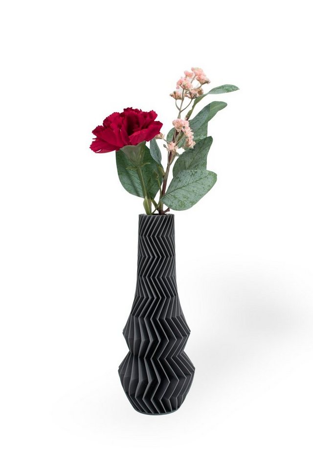 Shapes - Decorations Dekovase Zigzag One - Exclusive by Martin Žampach, Vase, 10 Farben, 3D-Druck (Einzelmodell, Vase mit Borosilikatglas zur Nutzung mit Wasser), Wasserdicht, Leichte Struktur innerhalb des Materials (Rillung) von Shapes - Decorations