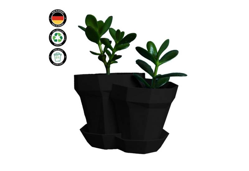 Shapes - Decorations Pflanzkübel The Double Planter Glitch - Blumentopf mit abnehmbarem Unterteller (Einzelmodell, 1 x Blumentopf mit abnehmbarem Untersetzer), Glitch-Optik von Shapes - Decorations