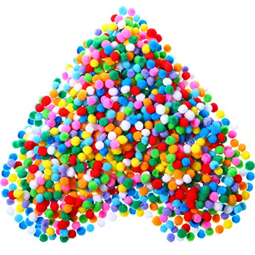 2000 Stücke 0,8 cm Farblich Sortiert Elastisches Pom Poms Kunst Handwerk Pompoms Ball für Hobbybedarf und kreatives Basteln DIY Material von Shappy