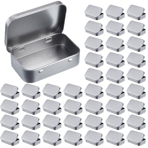 3 Packung 3,75 x 2,45 x 0,8 Zoll Silber Metall Rechteckige Leere Scharnierdosen Box Container Mini Portable Box Kleine Storage Kit, Home Organizer von Shappy