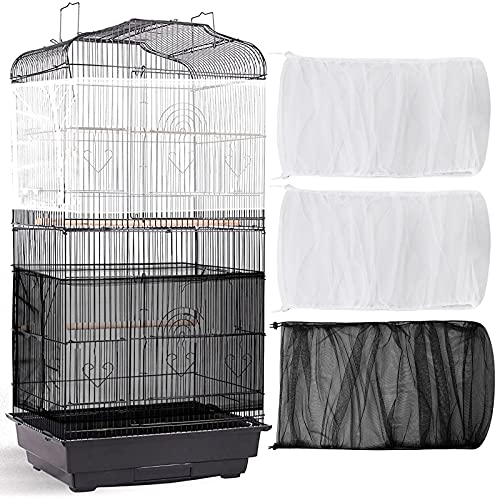 3 Stücke Große Verstellbare Vogelkäfig Abdeckung Samen Feder Fänger Vogelkäfig Nylon Mesh Netz Abdeckung Weiche Rock Schutzhülle für Rund Quadratisch Käfig (78 x 15 Zoll Umfang und Breite) von Shappy
