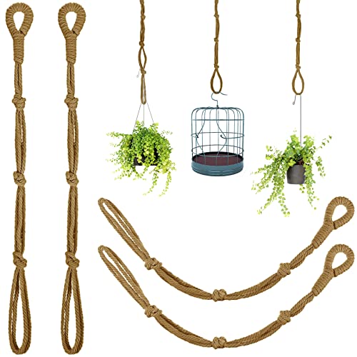 4 Stück Makramee Beige Pflanzenhänger Extender Seil Pflanze Blumenampel Extender Große Hängende Pflanzentopfhalter für Wand Pflanze Hängende Halter Indoor Outdoor Home Decor (Kaffee) von Shappy