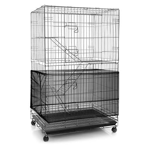 Extra Große Verstellbare Vogelkäfig Abdeckung Samen Feder Fänger Vogelkäfig Nylonnetz Netzabdeckung Weich Luftiger Rockschutz für Papageien Sittich Ara (Schwarz) von Shappy