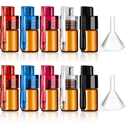 Gewürzflaschen mit Löffel, Mini-Glasflasche mit 2 kleinen Kunststoff-Trichtern für Gewürze, 5 Farben, 10 Stück von Shappy