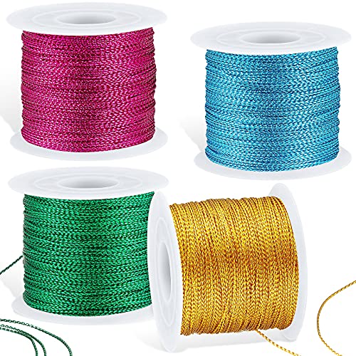 Metallisches Lametta-Seil für Bastelarbeiten, Schmuckherstellung, Geschenkband, Geschenkanhänger, Schnur für Weihnachtsdekoration, hängende Dekoration (Rosa, Seeblau, Grasgrün, Gold) von Shappy